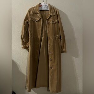 Long Tan Utility Trench Coat Jacket - Women